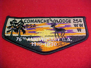 254 S14 Comanche, OA 75th Anniv., 1915-1990, Black bdr