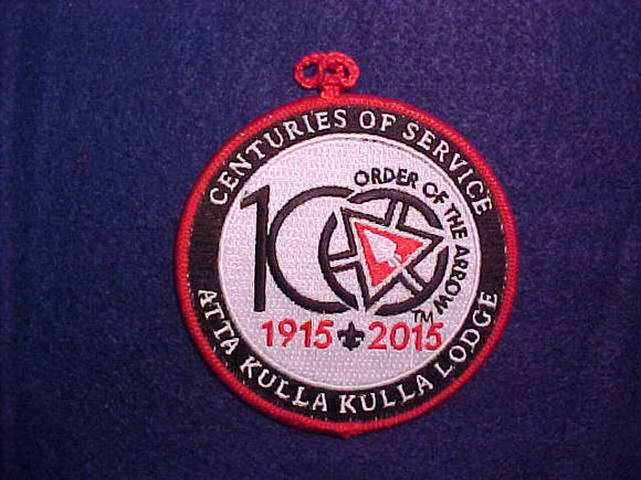 185 R? Atta Kulla Kulla, 1915-2015 OA Centennial/75th Ann. Of AKK, double sided patch, 3.5 round