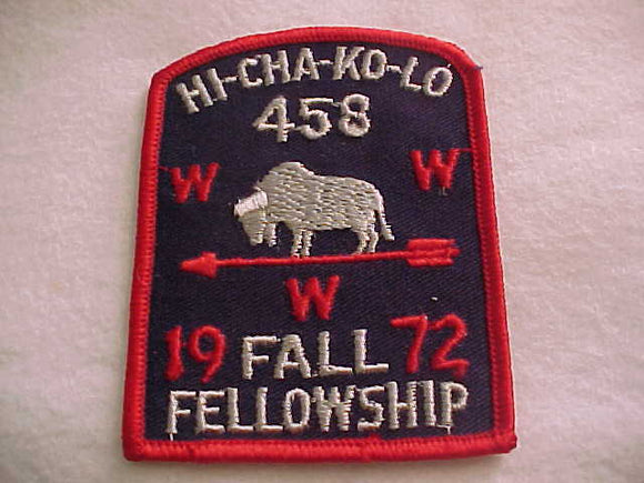 458 eX1972 HI-CHA-KO-LO, 1972 FALL FELLOWSHIP