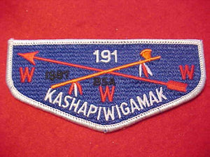 191 HS1 KASHAPIWIGAMAK, HISTORICAL 1987 ISSUE, ISSUED BY WENASA QUENHOTAN LODGE 23