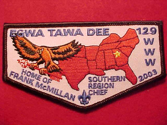 129 F2 EGWA TAWA DEE, HOME OF FRANK MCMILLAN (SOUTHERN REGION CHIEF), BLACK BDR.