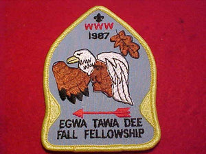 129 eA1987-? EGWA TAWA DEE, 1987 FALL FELLOWSHIP, LEAF NEXT TO EAGLE