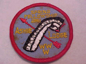 436 eR1961-1, ASHIE, 1961 SPRING FELLOWSHIP, SOILED