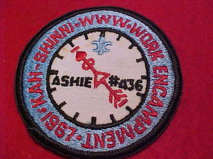 436 eR1967 ASHIE, KWA-SHINNI CHAPTER, 1967 WORK ENCAMPMENT, SMALL STAINS