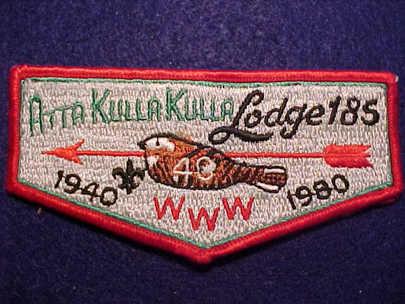185 S9 ATTA KULLA KULLA, 40TH ANNIV., 1940-1980, RED BDR., MINT