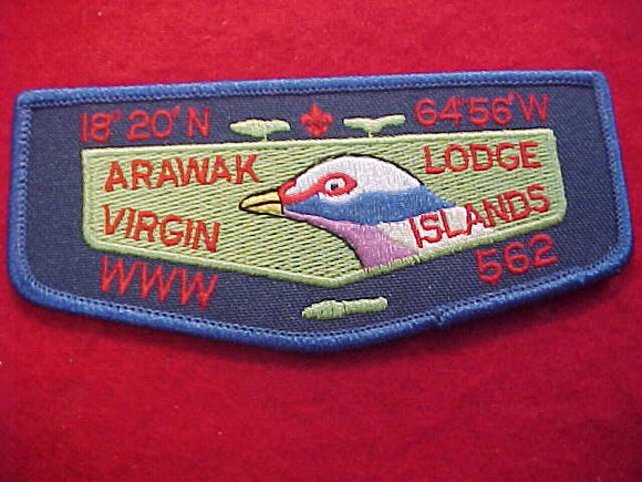 562 F7 ARAWAK, VIRGIN ISLANDS, RED FDL, BLUE BKGR.