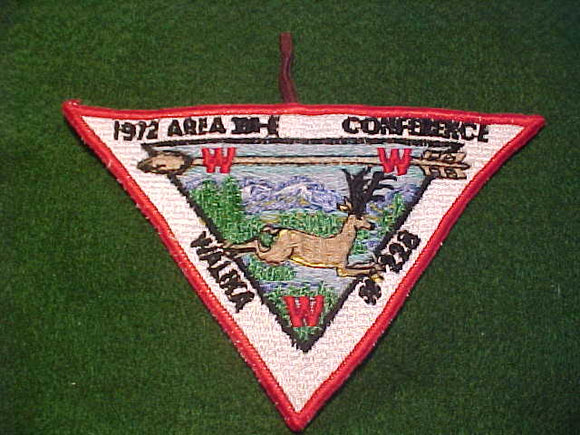 1972 AREA 12E CONFERENCE, HOST LODGE 228 WALIKA, TAN DEER, FULLY EMBROIDERED W/ BUTTON LOOP
