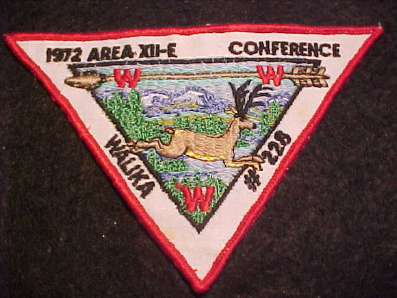 1972 AREA 12E CONFERENCE, HOST LODGE 228 WALIKA, TAN DEER, NOT FULLY EMBROIDERED, NO BUTTON LOOP