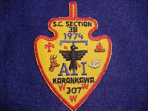 1974 SC3B SECTION CONCLAVE PATCH, KARANKAWA LODGE 307