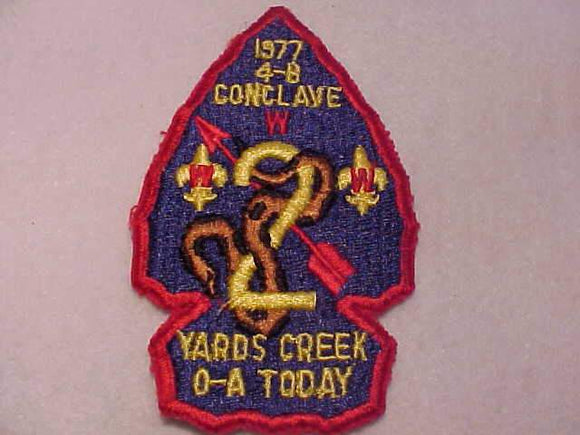 1977 NE4B SECTION CONCLAVE PATCH, HOST LODGE 2 SANHICAN, YARDS CREEK