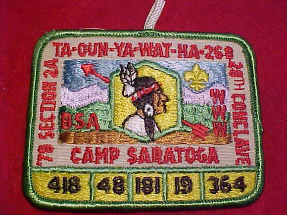 1978 NE2A SECTION CONCLAVE PATCH, CAMP SARATOGA