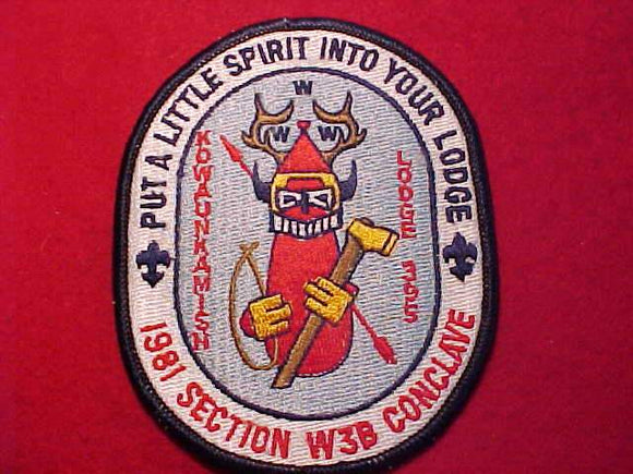 1981 W3B SECTION CONCLAVE PATCH, HOST LODGE 395 KOWAUNKAMISH