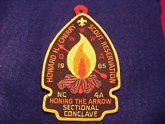 1985 NC4A SECTION CONCLAVE PATCH, HOWARD H, CHERRY SCOUT RESV.