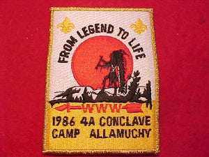 1986 NE4A SECTION CONCLAVE PATCH, CAMP ALLAMUCHY