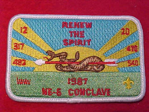 1987 NE6 SECTION CONCLAVE PATCH, HOST LODGE 317