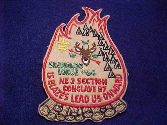 1987 NE3 SECTION CONCLAVE PATCH, SKANONDO LODGE 64 HOST