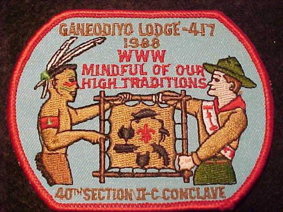 1988 NE2C SECTION CONCLAVE PATCH, GANEODIYO LODGE 417