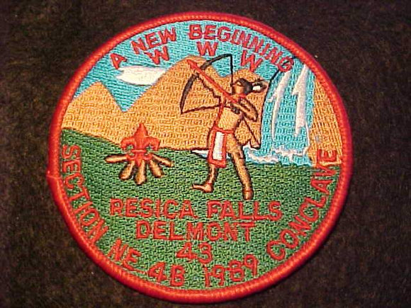 1989 NE4B SECTION CONCLAVE PATCH, DELMONT LODGE 43, RESICA FALLS