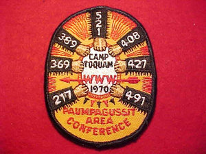 1970 PATCH, 1E AREA CONFERENCE, CAMP TOQUAM, PAUMPAGUSSIT