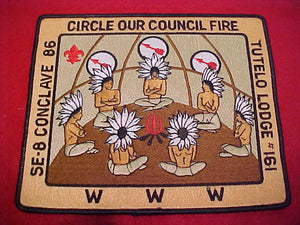 1986 SECTION SE-8 CONCLAVE,6"X7" JACKET PATCH,HOST LODGE 161 TUTLEO