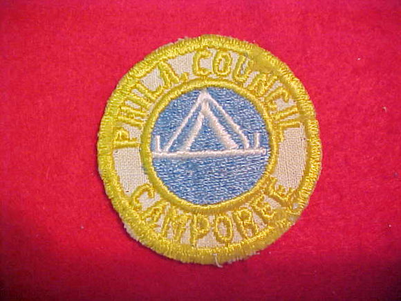 1940'S PHILADELPHIA COUNCIL CAMPOREE, BEIGE TWILL-YELLOW BDR.