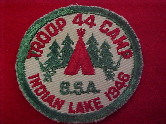 activity patch, 1946 troop 44, camp indian lake