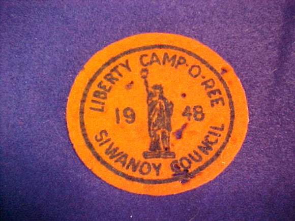 1948 SIWANOY COUNCIL,LIBERTY CAMPOREE,USED,MOTH BITES