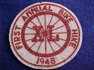 1948, FIRST ANNUAL BIKE HIKE, FELT, HAS SMALL MOTH BITES