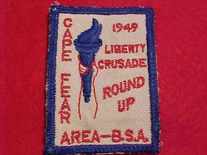 1949 PATCH CAPE FEAR AREA COUNCIL, LIBERTY CRUSADE ROUND UP, USED