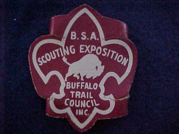 1950'S BUFFALO TRAIL C. N/C SLIDE, SCOUTING EXPOSITION, LEATHER
