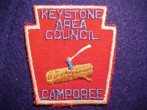 1950'S KEYSTONE AREA C. CAMPOREE, KEYSTONE SHAPE, RED TWILL, WHITE BDR.