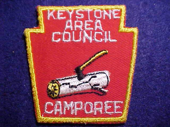 1950'S KEYSTONE AREA C. CAMPOREE, KEYSTONE SHAPE, RED TWILL, YELLOW BDR.