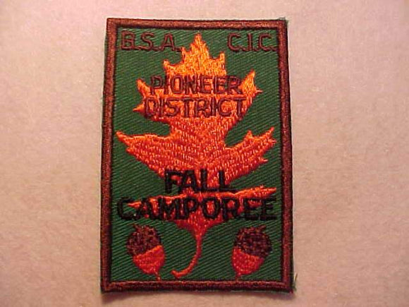 1950'S ACTIVITY PATCH, CENTRAL INDIANA COUNCIL, PIONEER DISTRICT FALL CAMPOREE