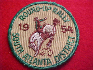 1954 ACTIVITY PATCH, ATLANTA A. C., SOUTH ATLANTA DISTRICT ROUND-UP RALLY, USED
