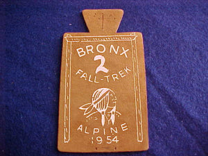 1954, BRONX DISTRICT 2 FALL TREK, CAMP ALPINE, LEATHER, USED