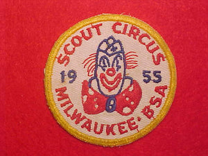 1955 MILWAUKEE SCOUT CIRCUS, YELLOW BORDER, USED