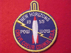 1955 PATCH, CREVE COEUR C., NEW HORIZON'S POW WOW, W/ BUTTON LOOP