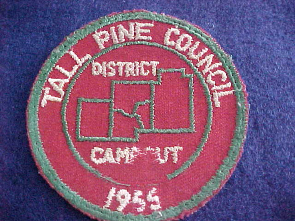 1955, TALL PINE COUNCIL PATCH, DISTRICT CAMPOUT, USED