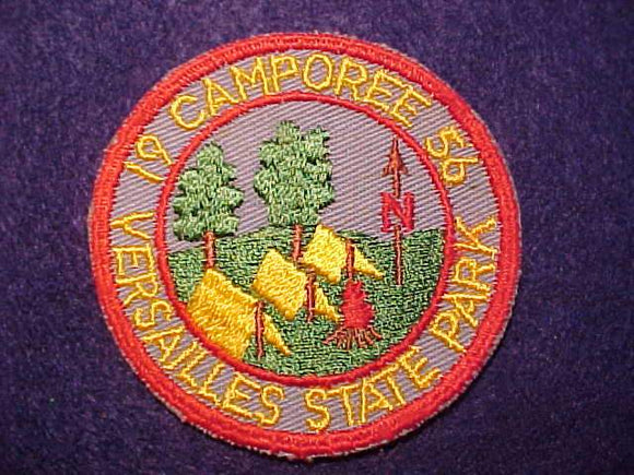 1956 ACTIVITY PATCH, CENTRAL INDIANA COUNCIL, NORTH DISTRICT CAMPOREE, VERSAILLES STATE PARK
