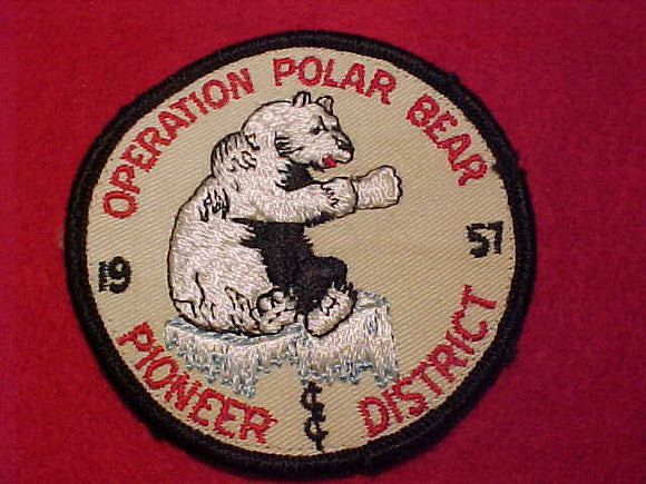1957 ACTIVITY PATCH, CENTRAL INDIANA COUNCIL, OPERATION POLAR BEAR, PIONEER DISTRICT