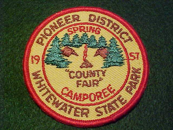 1957 ACTIVITY PATCH, CENTRAL INDIANA COUNCIL, PIONEER DISTRICT CAMPOREE, 