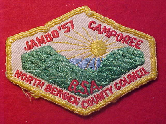 1957 PATCH, NORTH BERGEN COUNTY COUNCIL CAMPOREE, USED