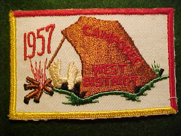1957 ACTIVITY PATCH, CENTRAL INDIANA COUNCIL, WEST DISTRICT CAMPOREE