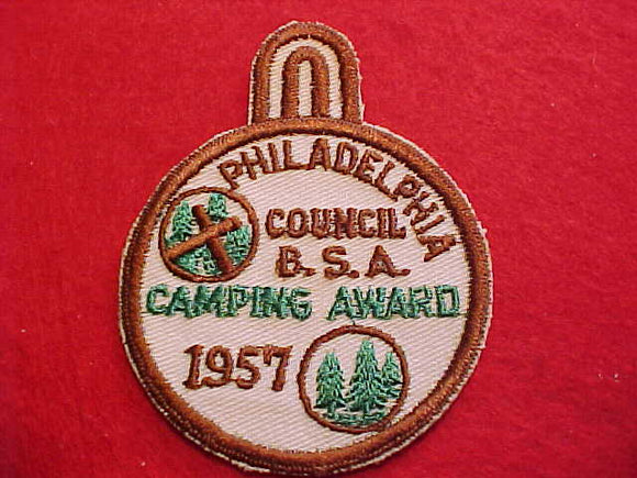 1957, PHILADELPHIA COUNCIL CAMPING AWARD, MINT