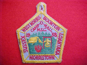 1958 ACTIVITY PATCH, MORRIS-SUSSEX C. CAMPORALL, USED