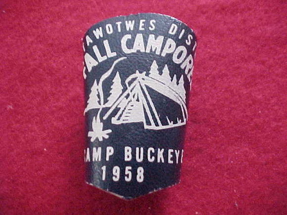 1958 N/C SLIDE, CAMP BUCKEYE, NETAWOTWES DISTRICT, FALL CAMPOREE, BLUE LEATHER