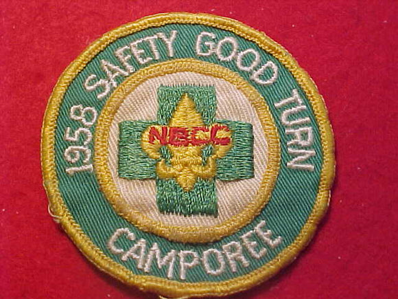 1958 PATCH, NORTH BERGEN COUNTY COUNCIL, SAFETY GOOD TURN CAMPOREE, USED