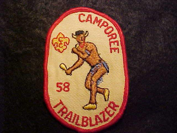 1958 ACTIVITY PATCH, CENTRAL INDIANA COUNCIL TRAILBLAZER CAMPOREE, USED
