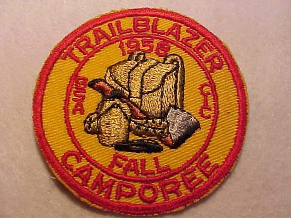 1958 ACTIVITY PATCH, CENTRAL INDIANA COUNCIL, TRAILBLAZER DISTRICT FALL CAMPOREE