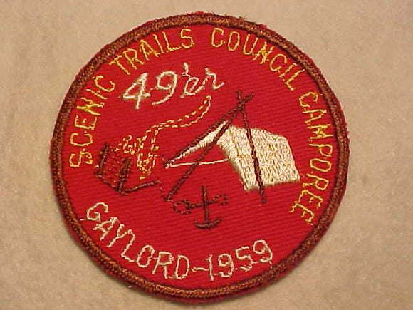 1959 ACTIVITY PATCH, SCENIC TRAILS COUNCIL CAMPOREE, 49'ER, GAYLORD